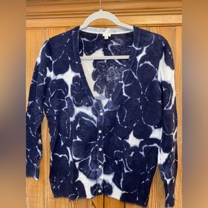 ** SOLD ** J.Crew Navy flower cardigan, size M